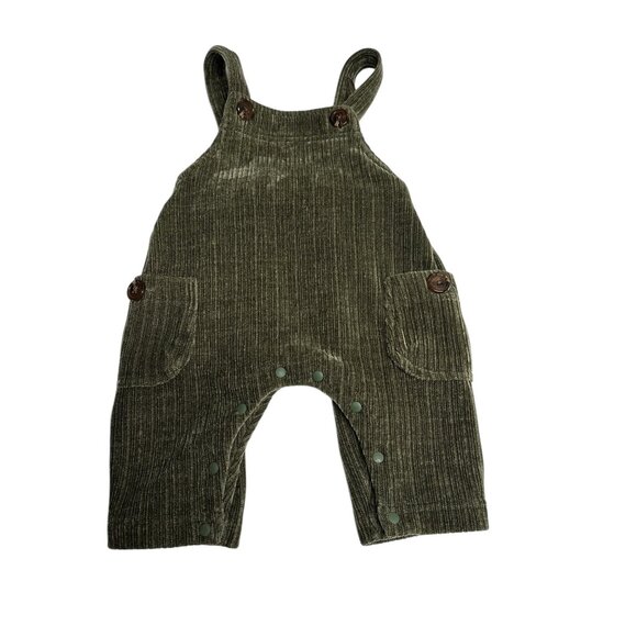 Green Corduroy Baby Overalls With Button Straps & Pockets By La Stella - Picture 5 of 7